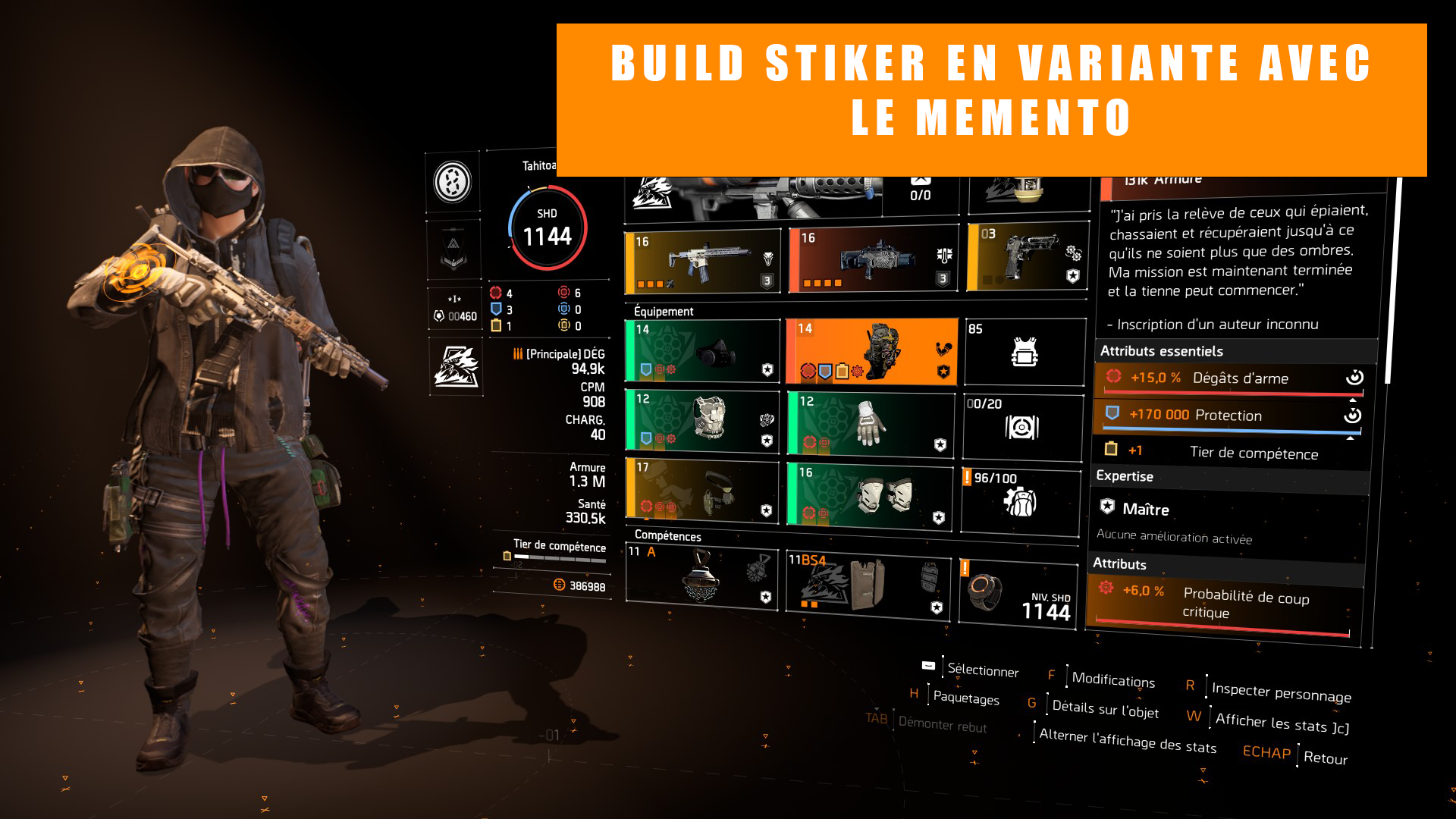 Build Striker Memento PVE - The Division 2