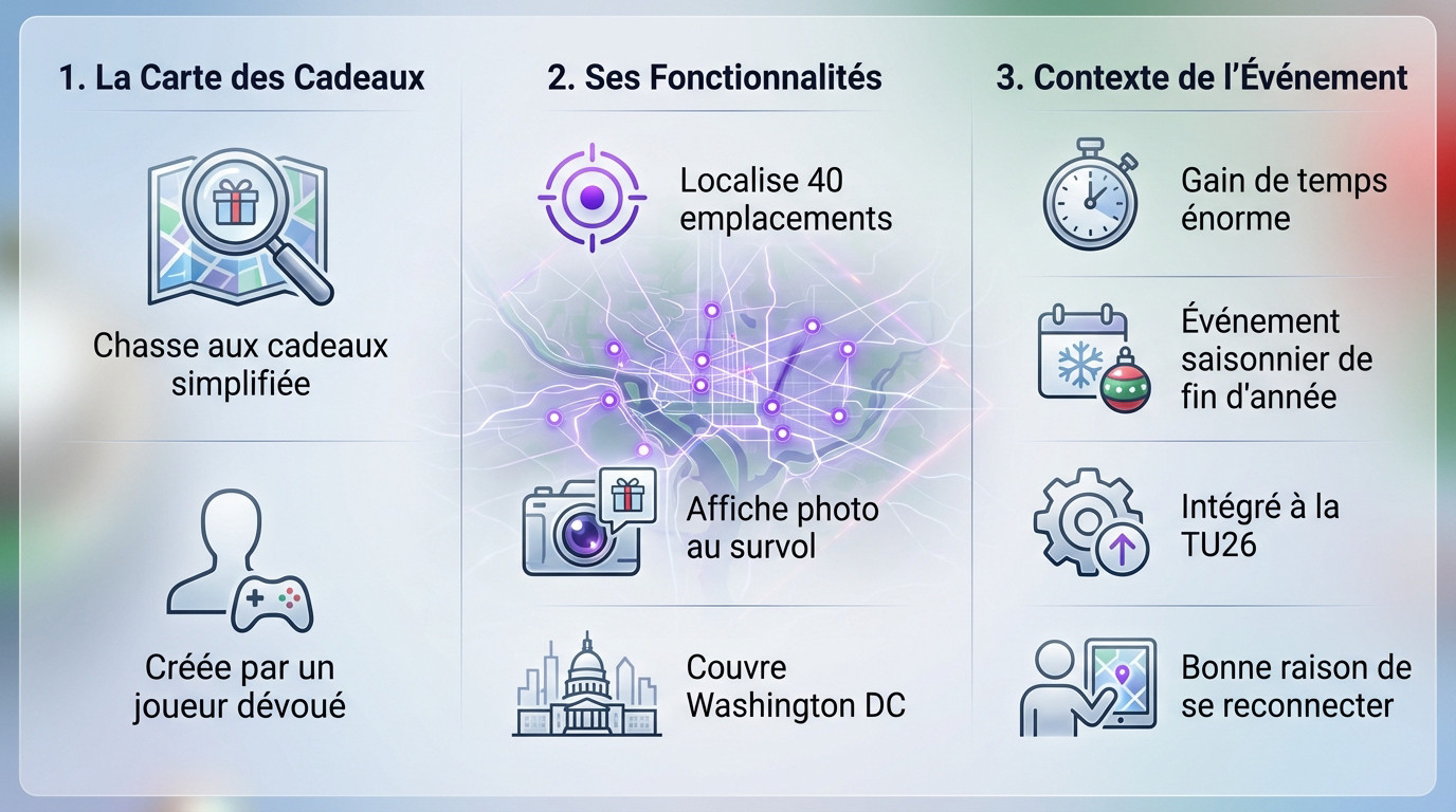 Carte interactive localisant les 40 cadeaux de Noël dans The Division 2