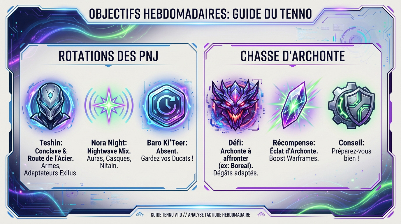 Warframe objectifs hebdomadaires Teshin et Archonte