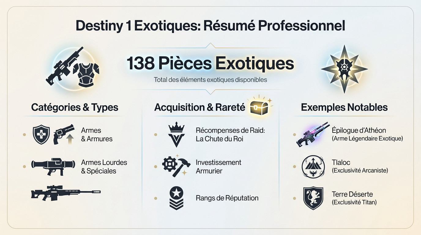Aperçu de la collection complète des exotiques sur Destiny 1
