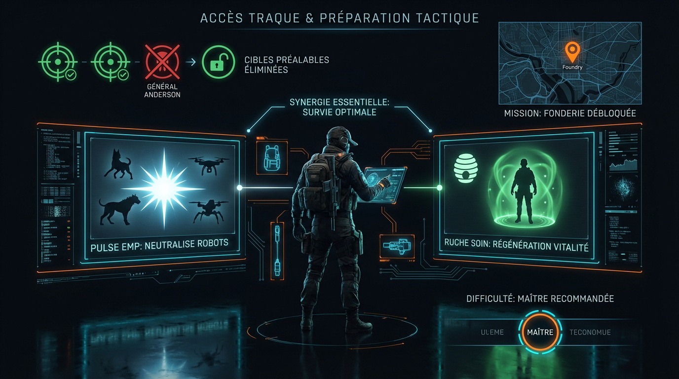 Interface tactique de préparation pour la mission United Ironworks dans The Division 2