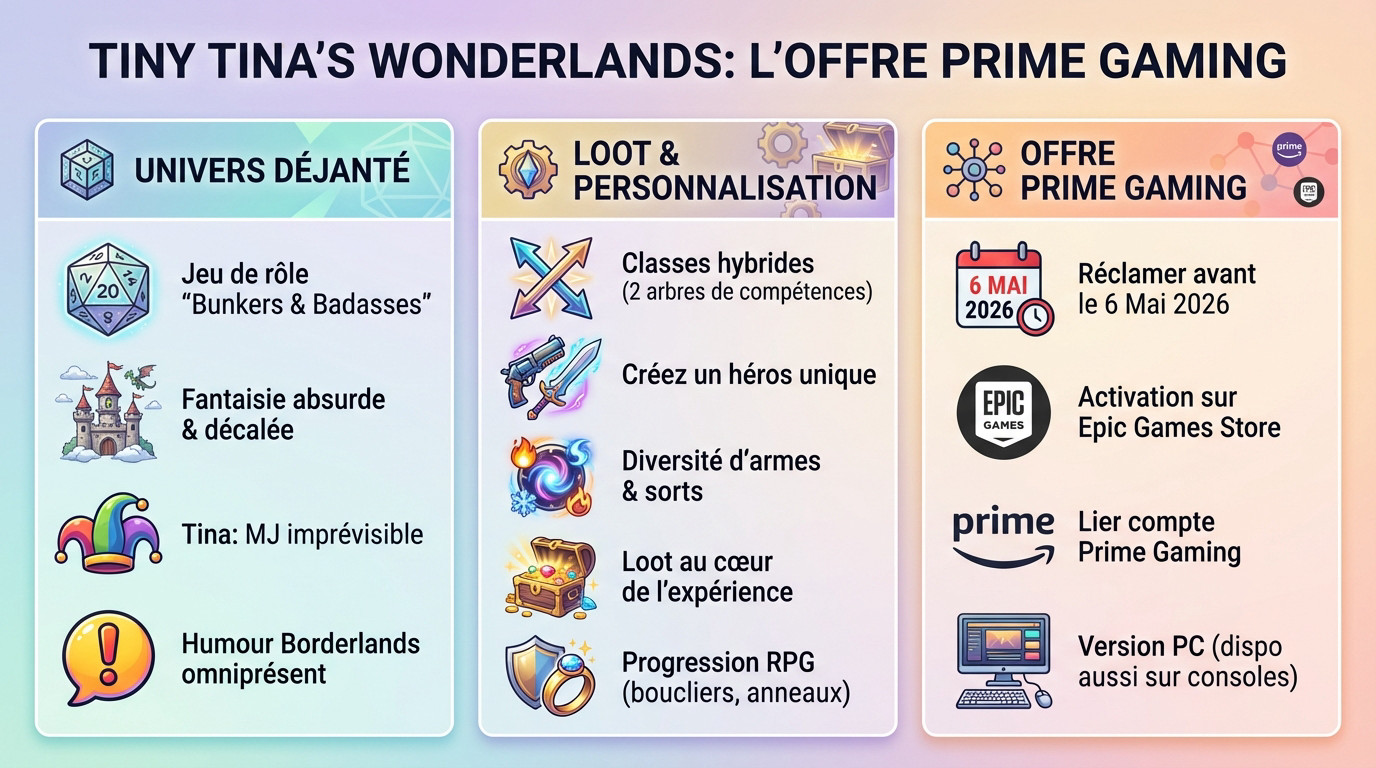 Tiny Tina's Wonderlands offert gratuitement avec Prime Gaming sur PC