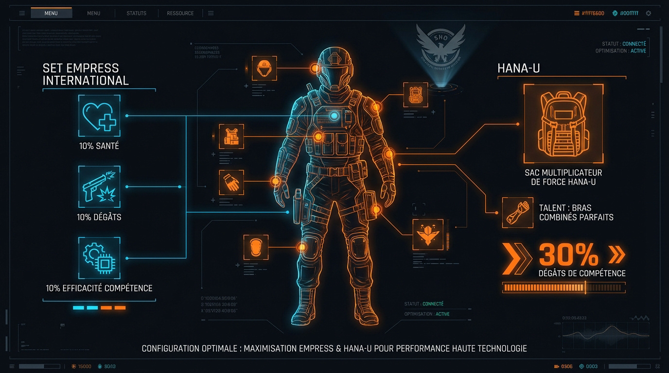Infographie de l'équipement technologique pour le build Impetus dans The Division 2