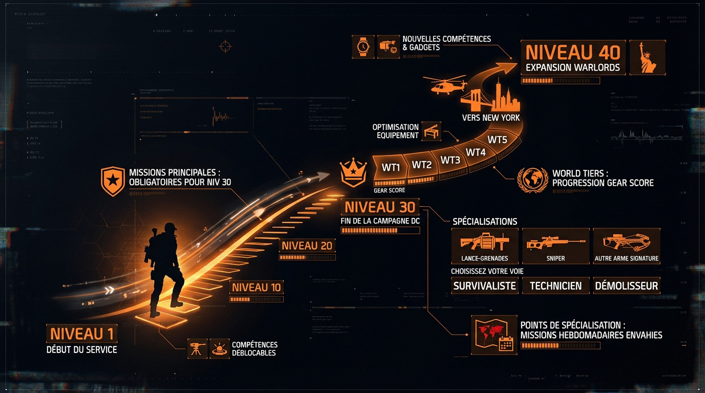 Progression d'un agent de la Division dans les rues de Washington DC