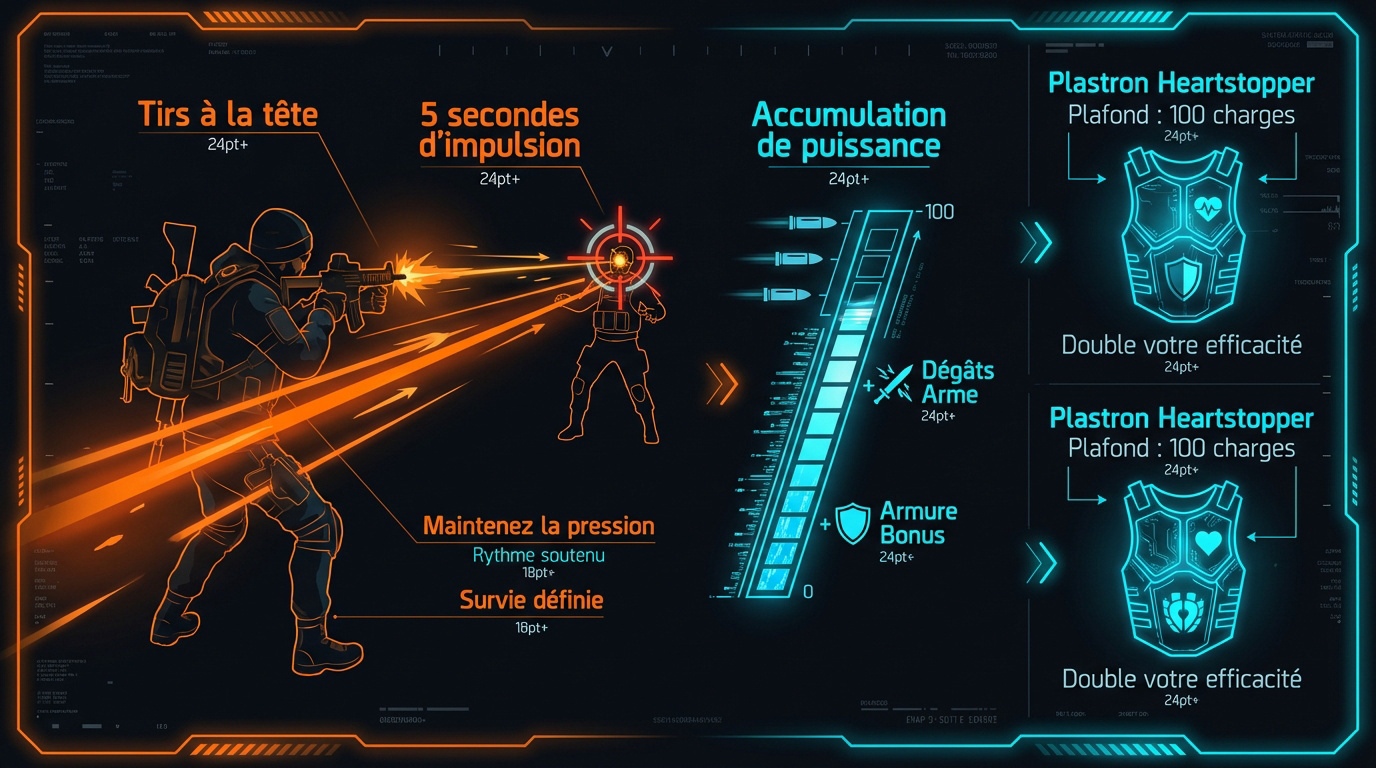 Infographie tactique détaillant les bonus de l'équipement Heartbreaker dans The Division 2