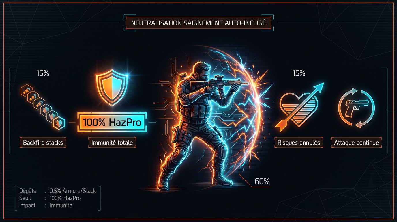 Interface tactique affichant les statistiques de protection contre le saignement dans The Division 2