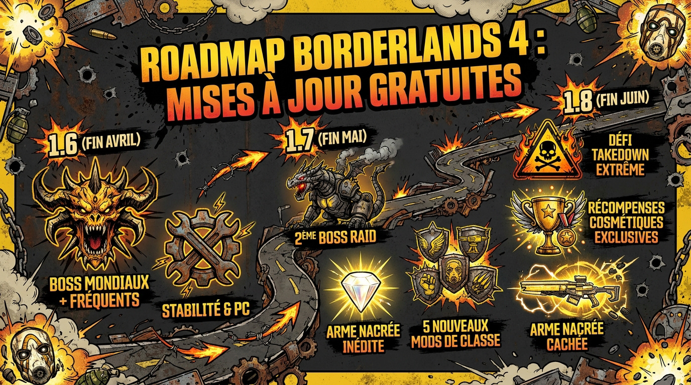 Calendrier des mises à jour gratuites et roadmap de Borderlands 4