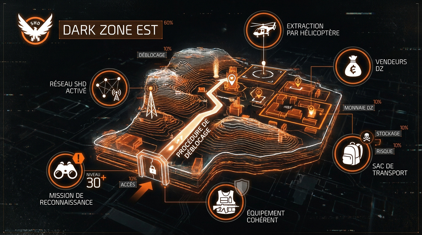 Interface SHD pour l'accès à la Dark Zone Est de The Division 2