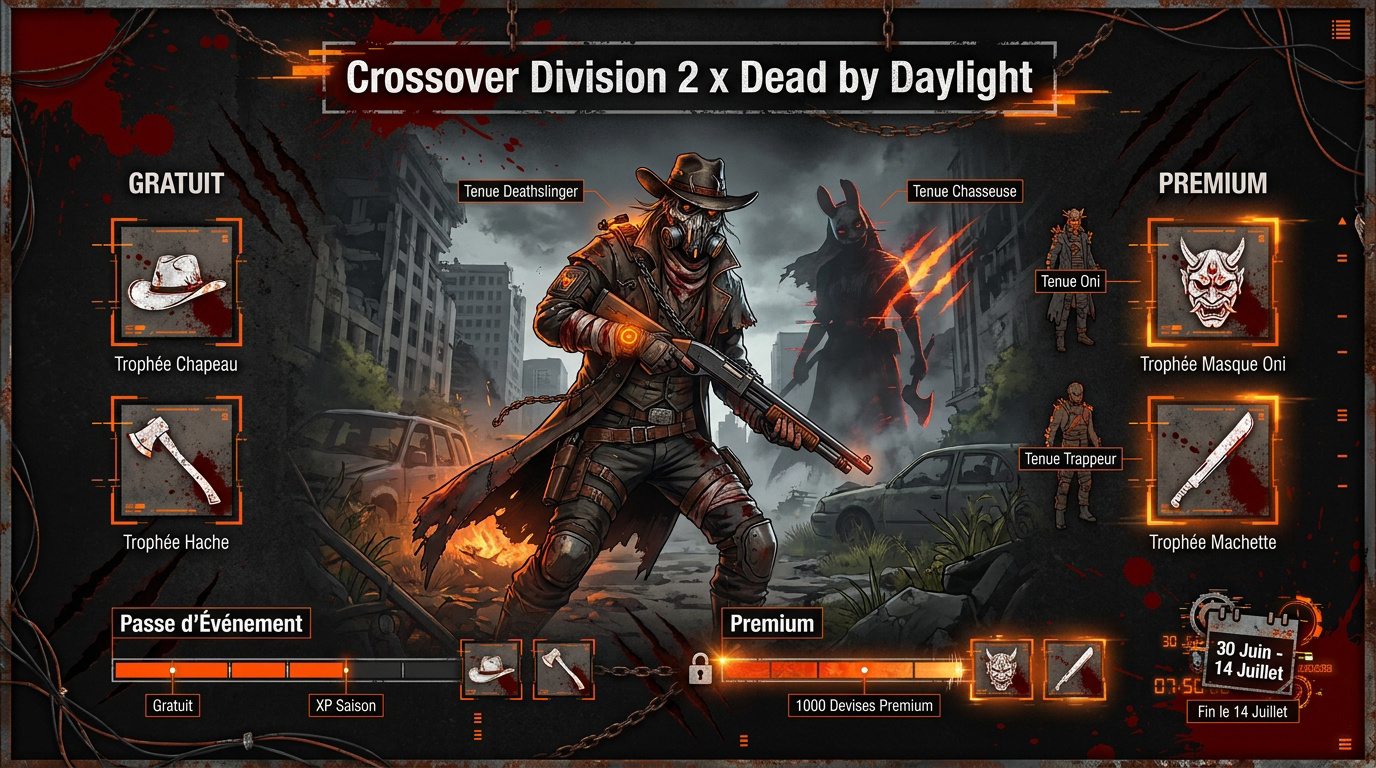 Agents de The Division 2 portant des tenues inspirées des tueurs de Dead by Daylight