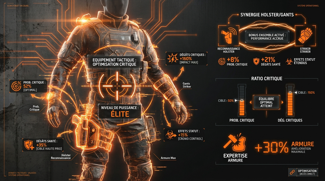 Infographie de l'équipement tactique Striker pour The Division 2