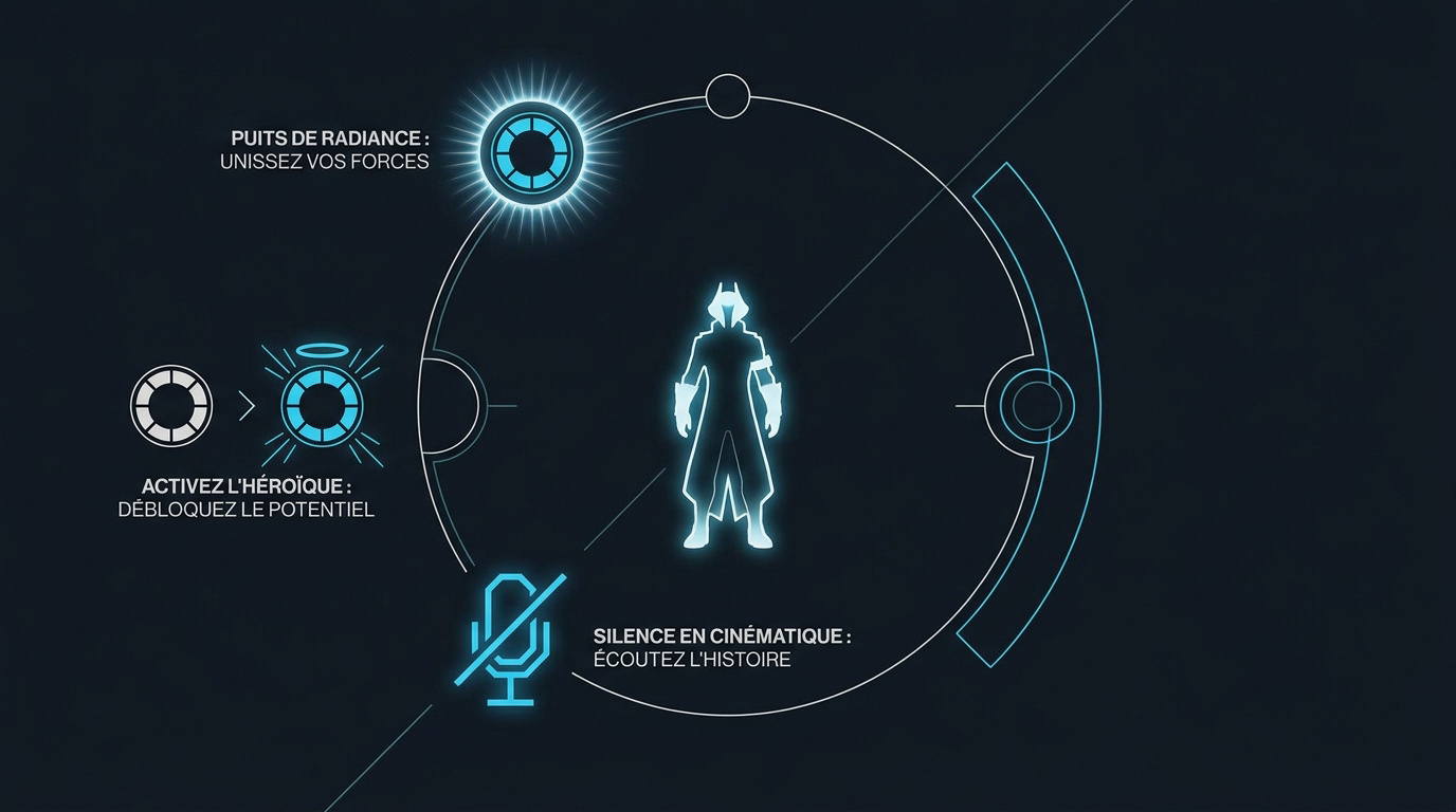 Interface de jeu Destiny 2 montrant les indicateurs de capacités et d'escouade