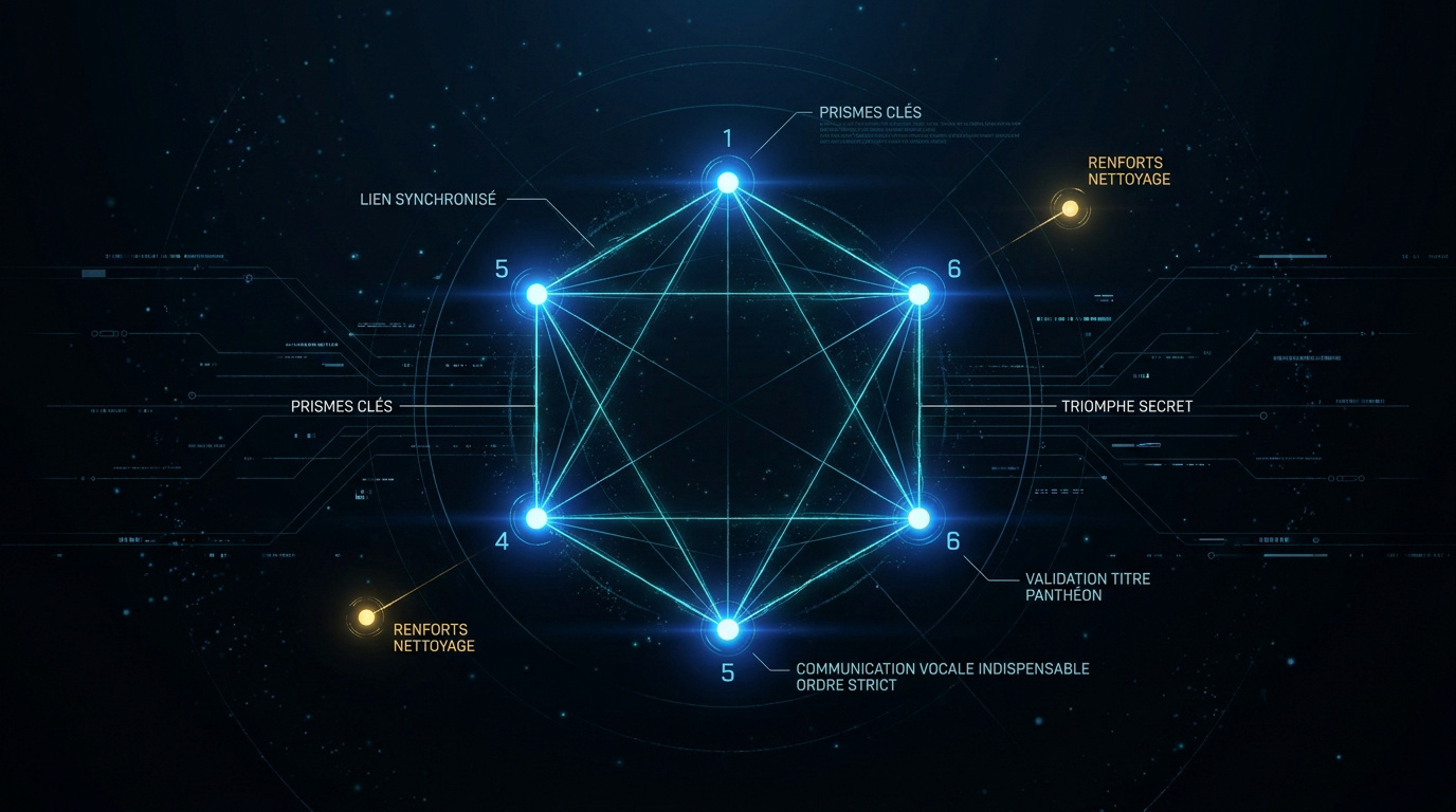 Interface tactique montrant la constellation des gardiens pour le lien énergétique