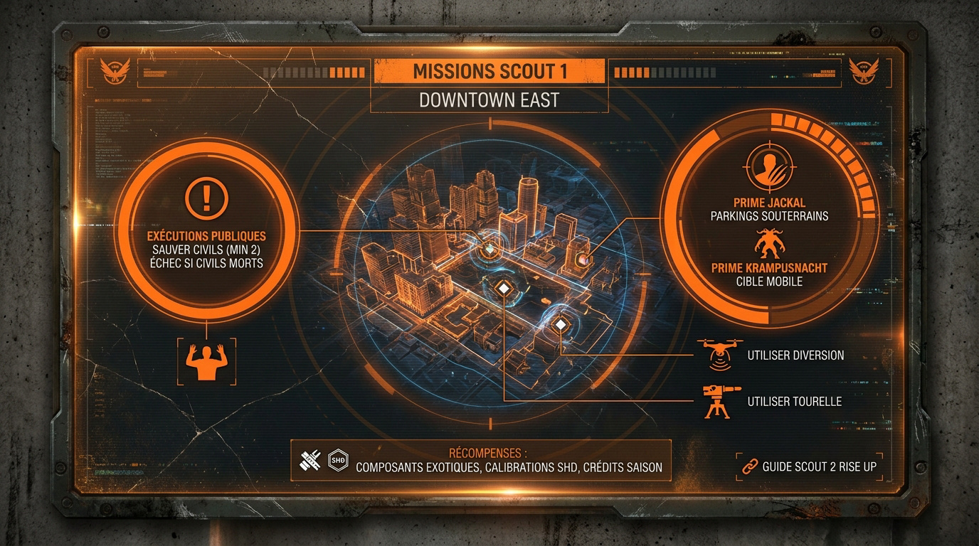Agent de la Division en mission de traque Scout 1 dans le quartier Downtown East