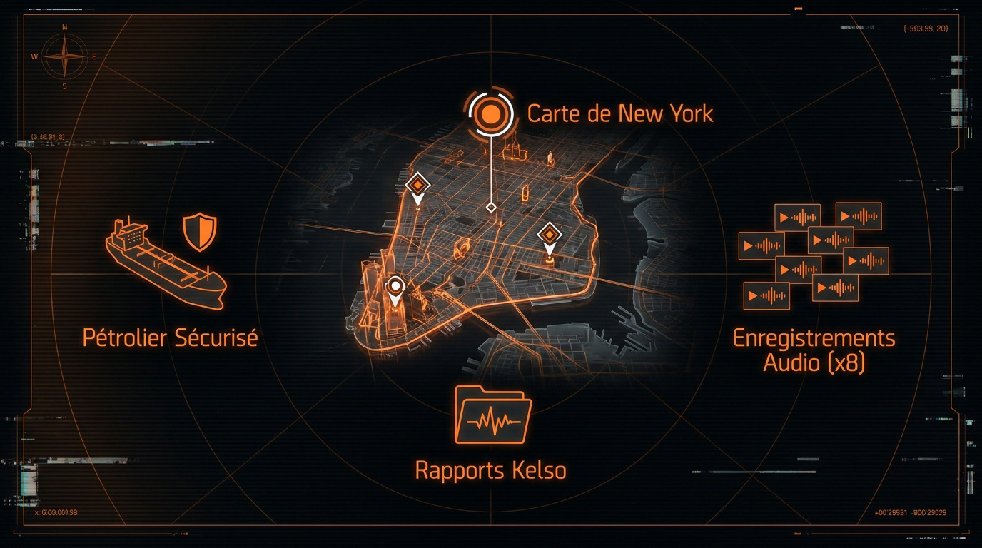 Infographie tactique SHD pour la mission de traque de Vivian Conley à New York