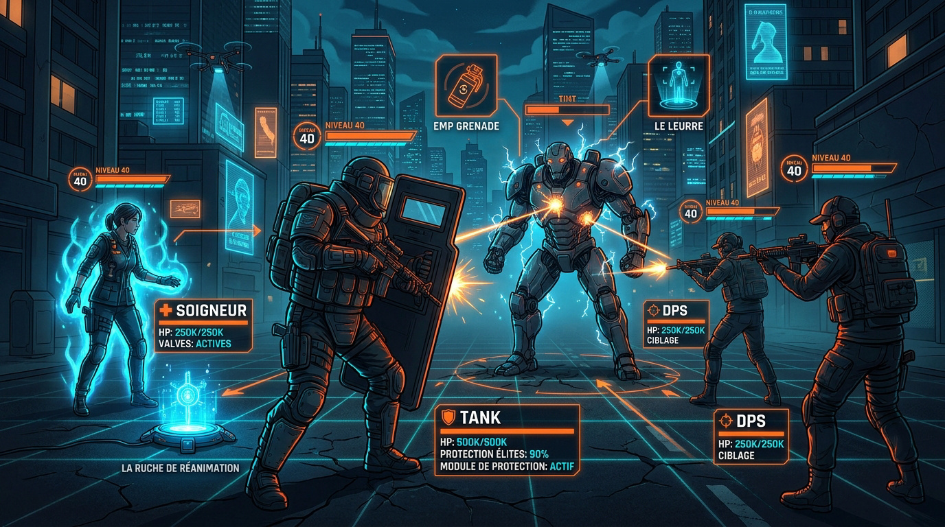Équipe d'agents de la Division en combat tactique urbain lors de l'incursion Broken Rain