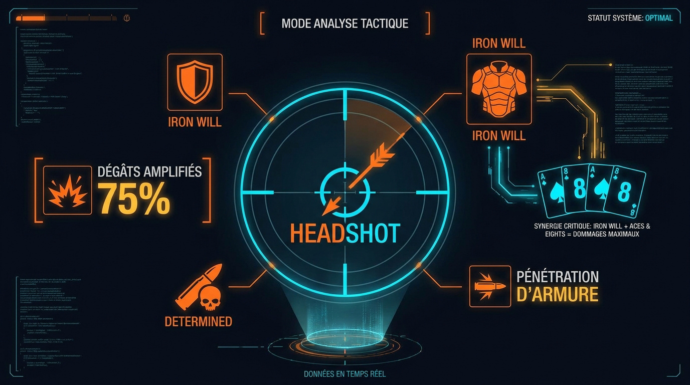 Interface tactique du build Iron Will pour The Division 2 axé sur les tirs à la tête