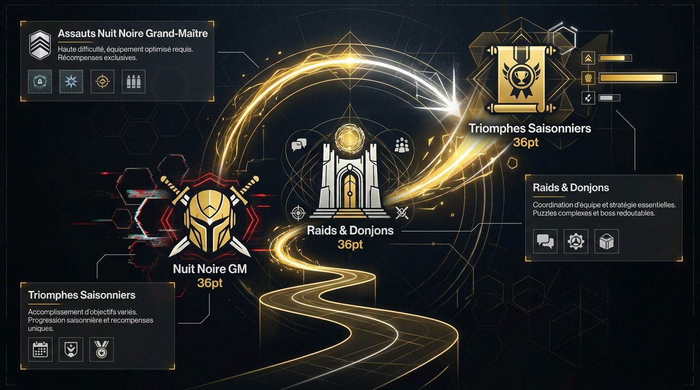 Infographie des étapes clés pour progresser dans les rangs de Gardien Destiny 2
