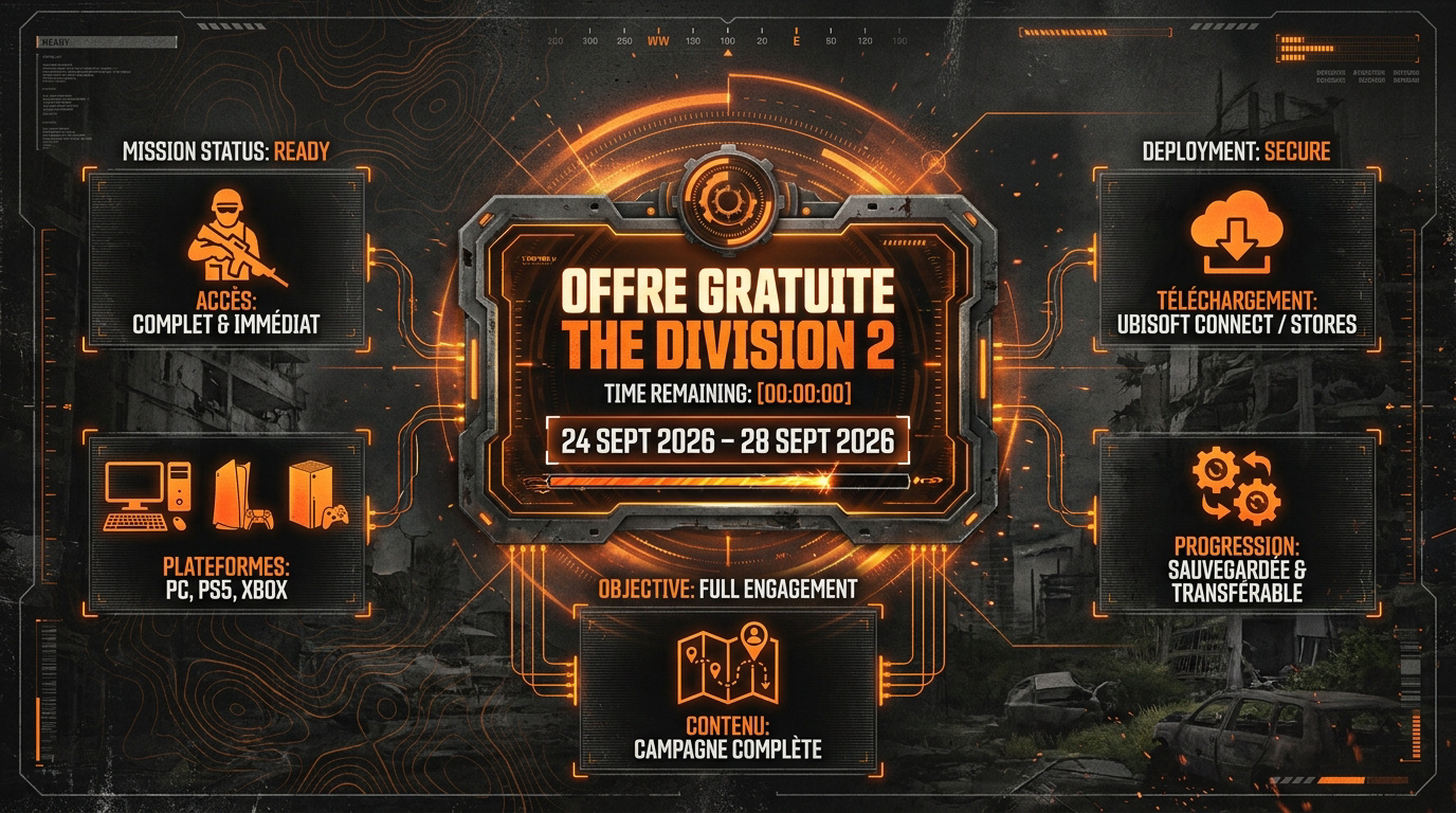 Affiche officielle de l'offre gratuite The Division 2 du 24 au 28 septembre 2026