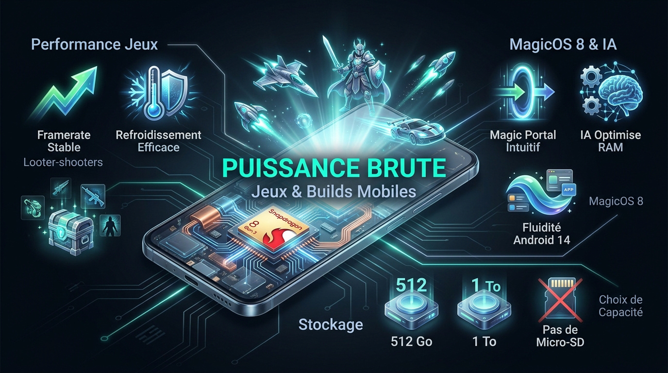 Performance gaming du Honor Magic 6 Pro avec processeur Snapdragon 8 Gen 3