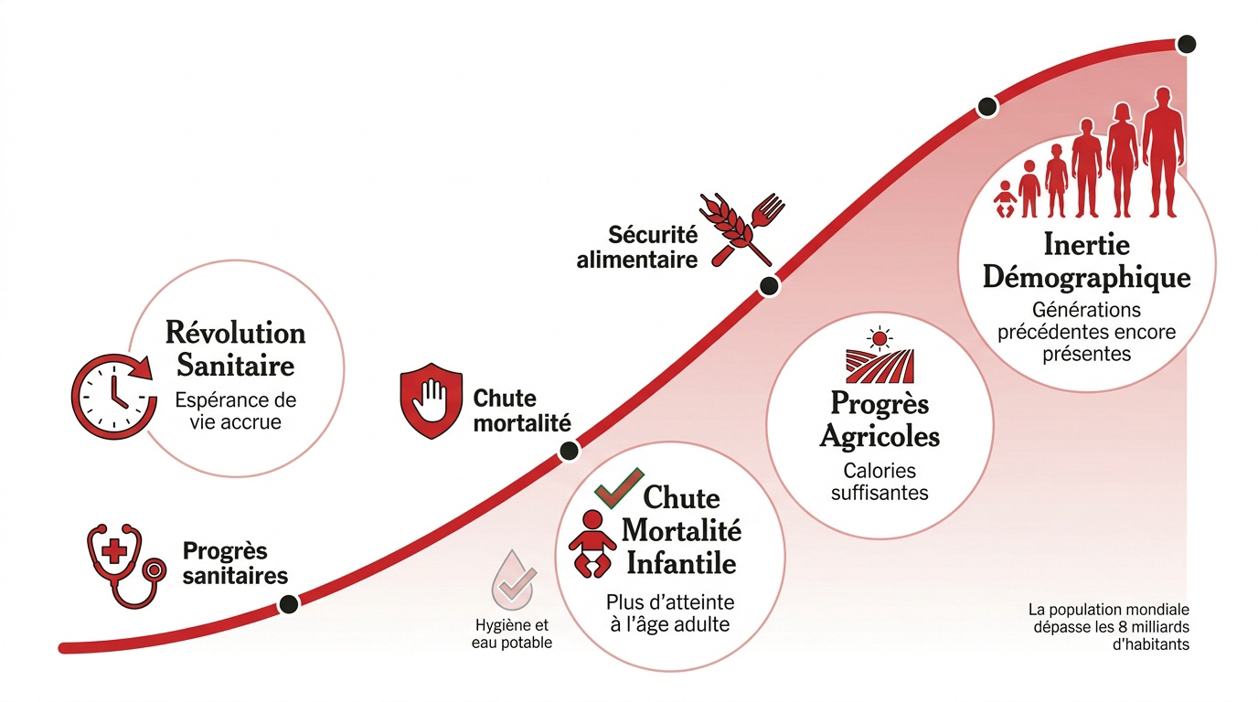 Facteurs clés expliquant la croissance de la population mondiale malgré la baisse de fécondité