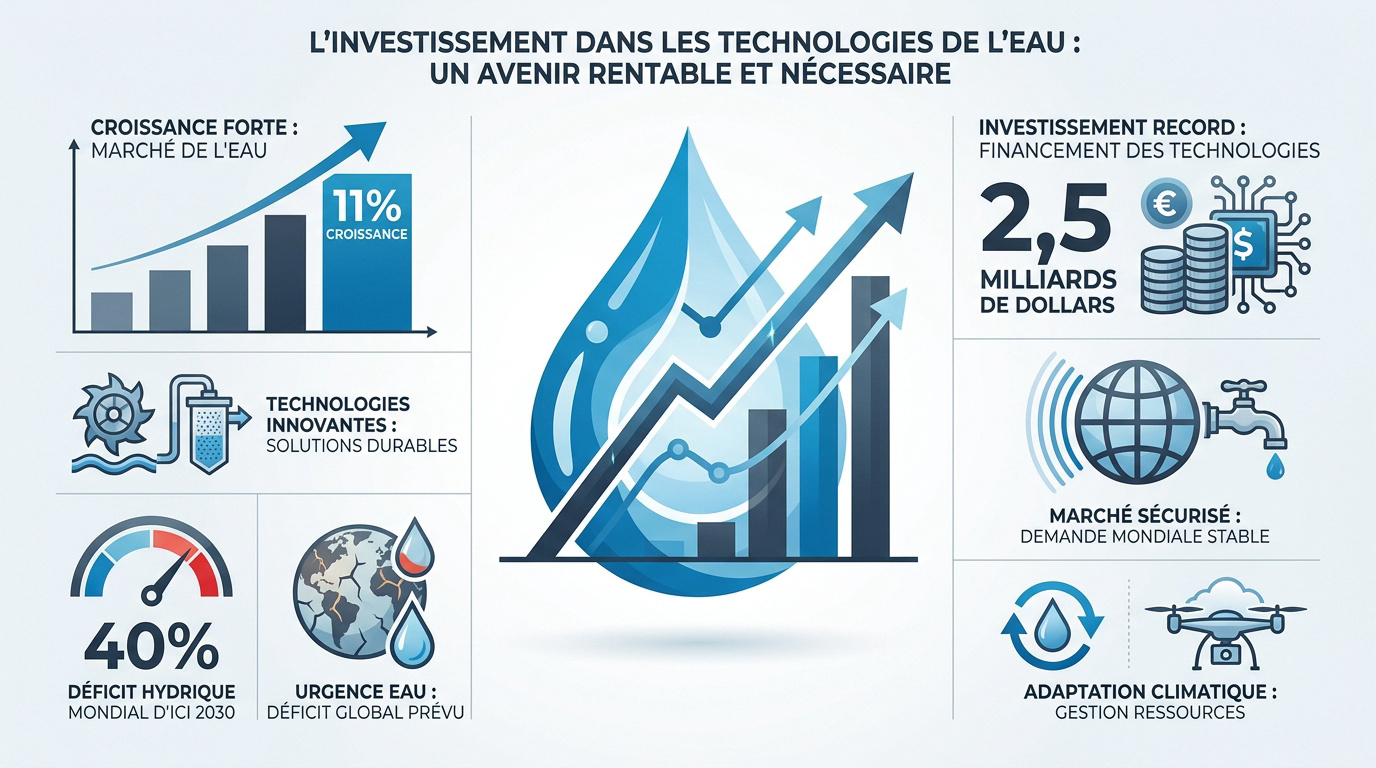 Graphique montrant la croissance des investissements dans les technologies de l'eau en 2023